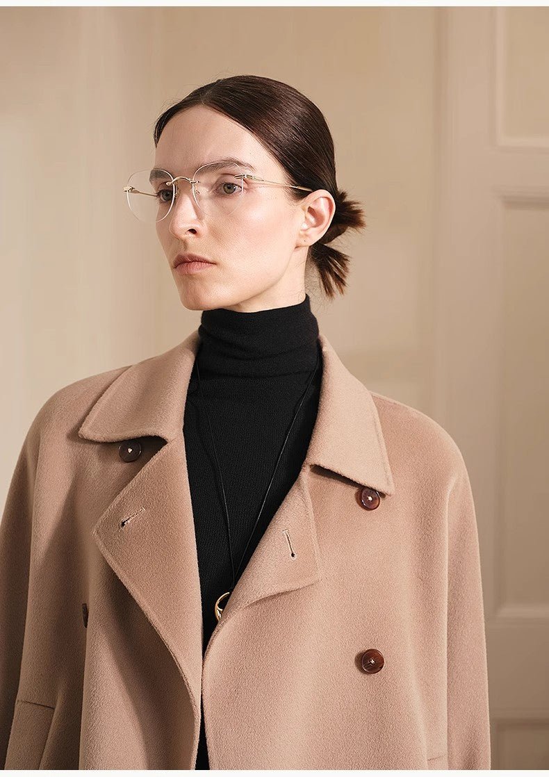 "Desert Rose"Australian imported wool double - breasted high - end woolen coat for small women - variant_title