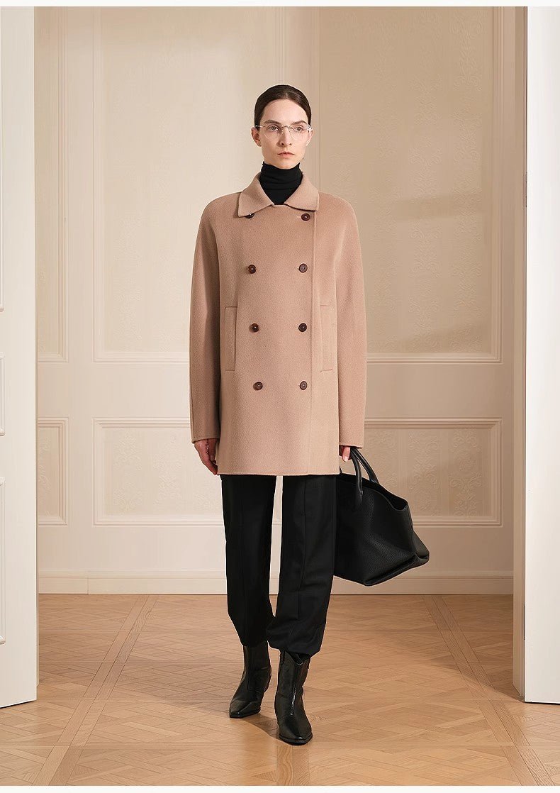 "Desert Rose"Australian imported wool double - breasted high - end woolen coat for small women - variant_title