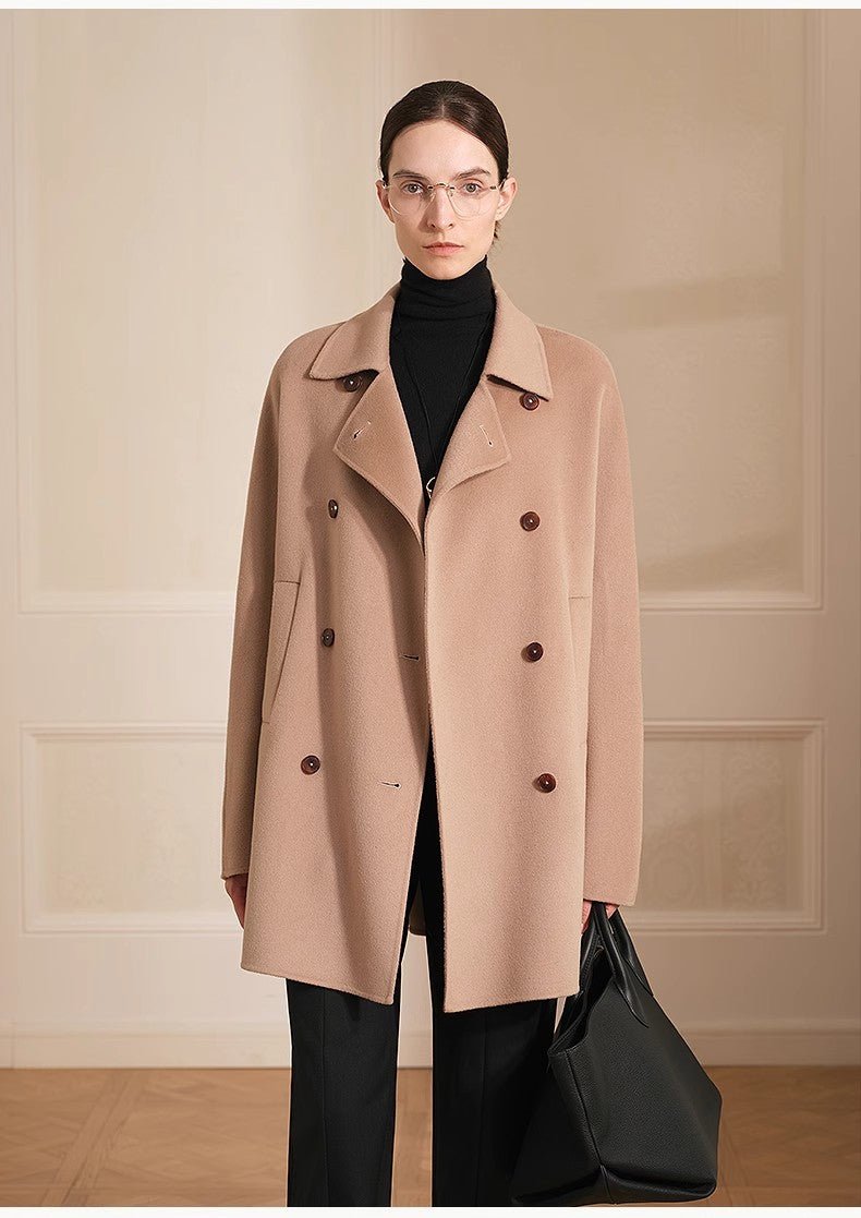 "Desert Rose"Australian imported wool double - breasted high - end woolen coat for small women - variant_title