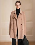"Desert Rose"Australian imported wool double - breasted high - end woolen coat for small women - variant_title