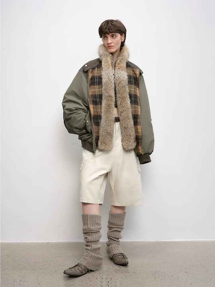 "Detachable"Fireladyfur Lightweight Parka with Detachable Wolf Fur Collar“Urban Warmth Walk” - variant_title