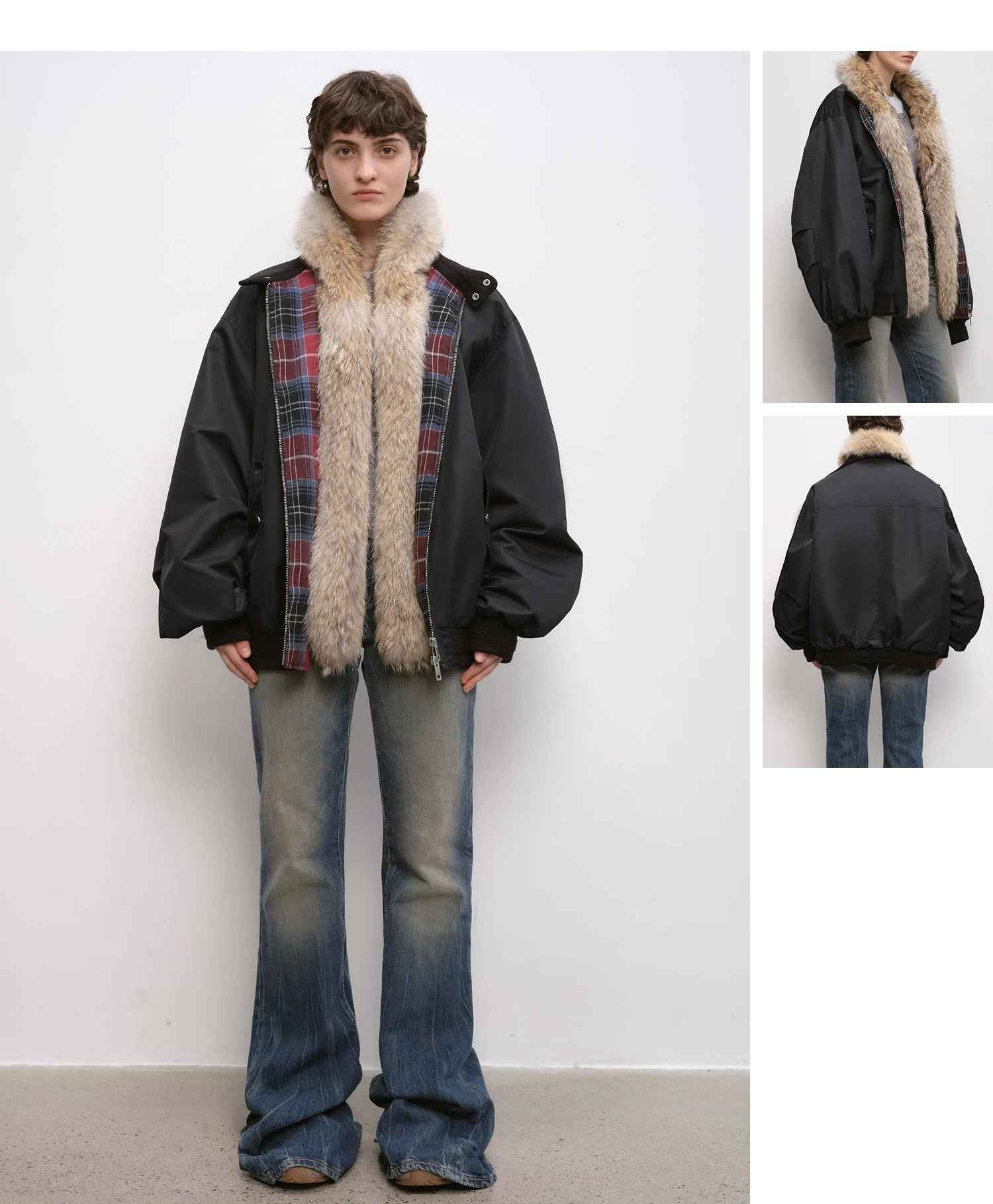 "Detachable"Fireladyfur Lightweight Parka with Detachable Wolf Fur Collar“Urban Warmth Walk” - variant_title