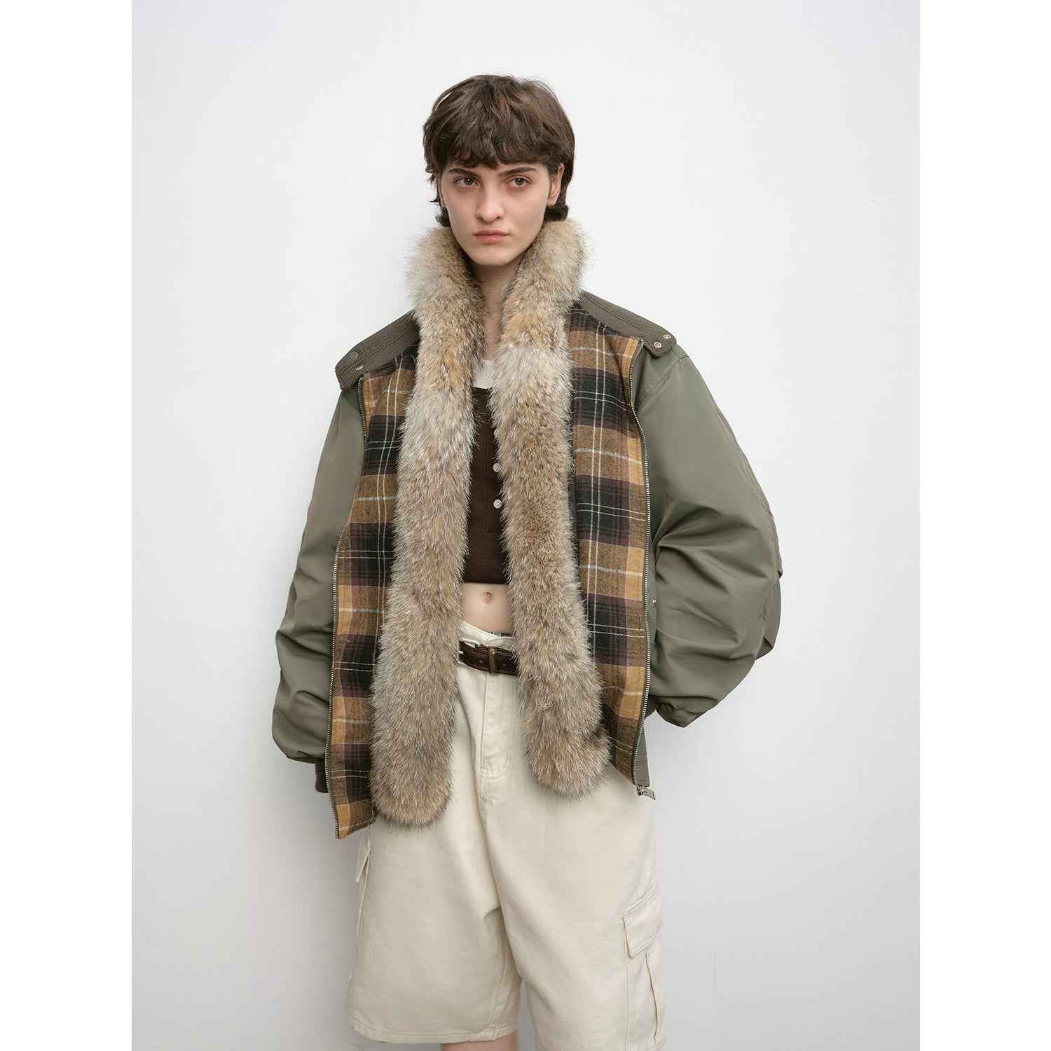 "Detachable"Fireladyfur Lightweight Parka with Detachable Wolf Fur Collar“Urban Warmth Walk” - variant_title