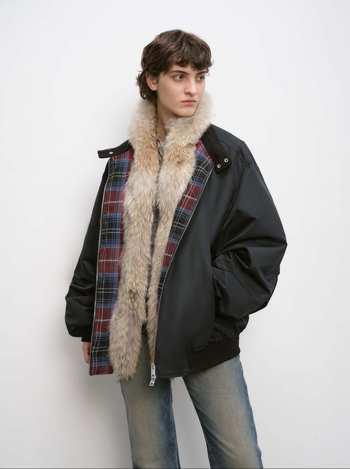 "Detachable"Fireladyfur Lightweight Parka with Detachable Wolf Fur Collar“Urban Warmth Walk” - variant_title