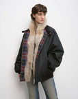 "Detachable"Fireladyfur Lightweight Parka with Detachable Wolf Fur Collar“Urban Warmth Walk” - variant_title