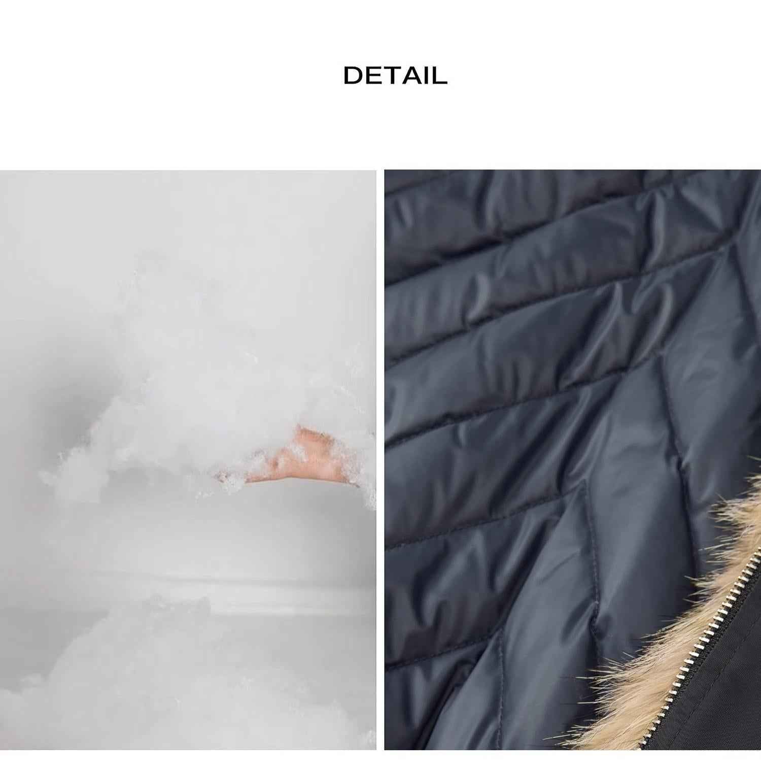 "Detachable"Fireladyfur Lightweight Parka with Detachable Wolf Fur Collar“Urban Warmth Walk” - variant_title