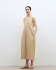 "Deyanuo" hemp three - dimensional hourglass sleeveless round neck loose slim dress for women - variant_title