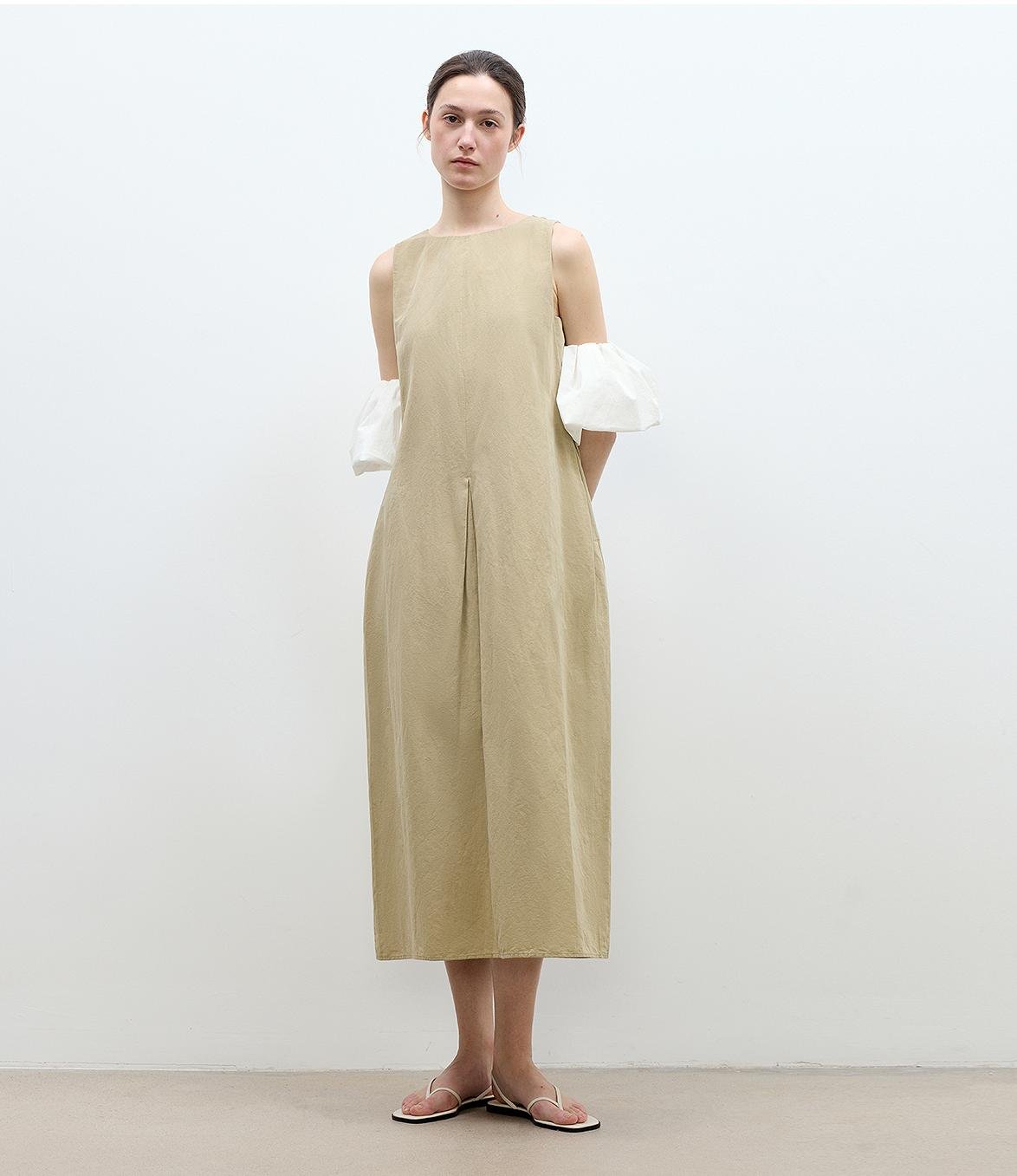 "Deyanuo" hemp three - dimensional hourglass sleeveless round neck loose slim dress for women - variant_title