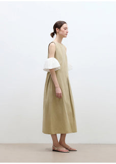 "Deyanuo" hemp three - dimensional hourglass sleeveless round neck loose slim dress for women - variant_title