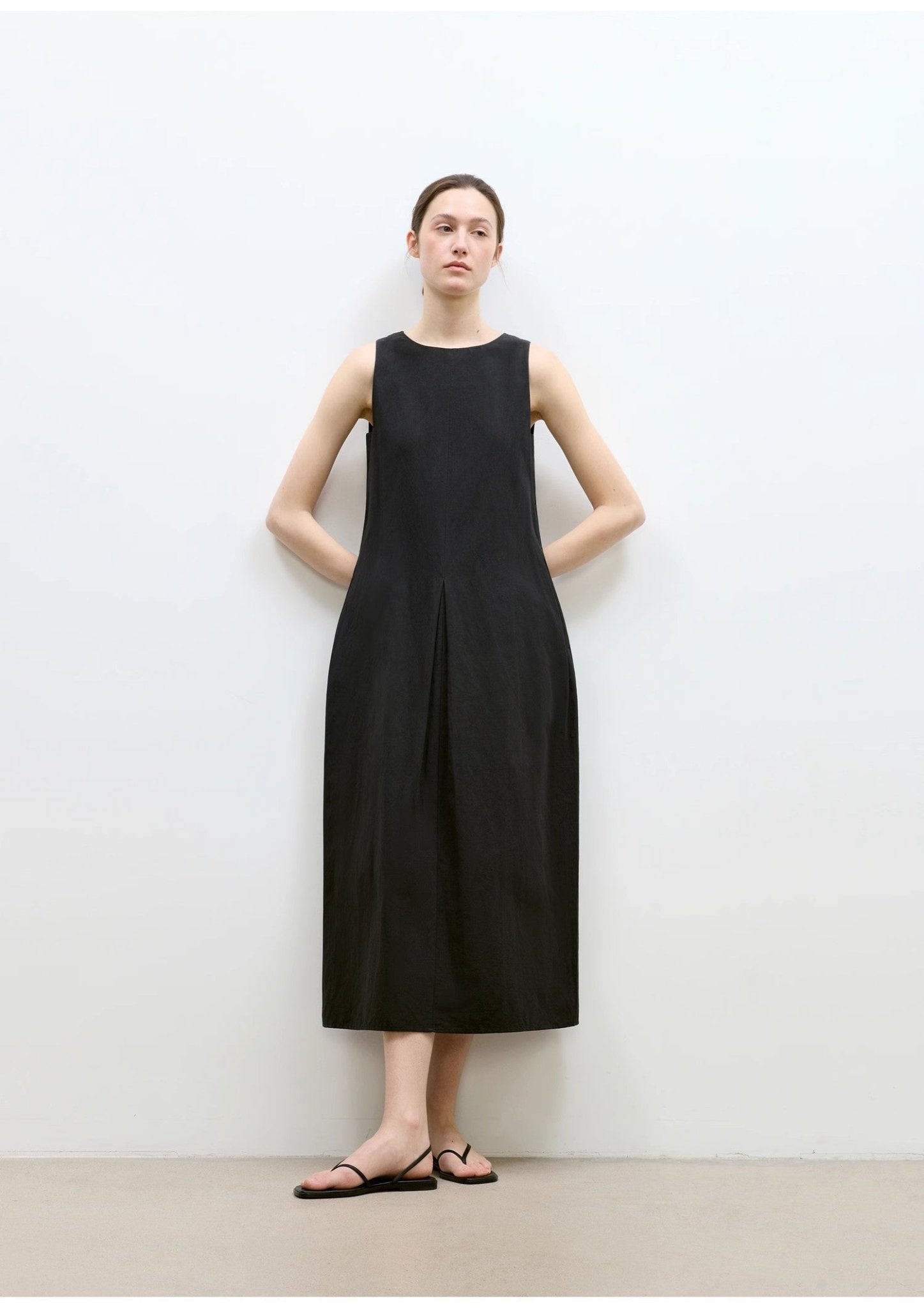 "Deyanuo" hemp three - dimensional hourglass sleeveless round neck loose slim dress for women - variant_title