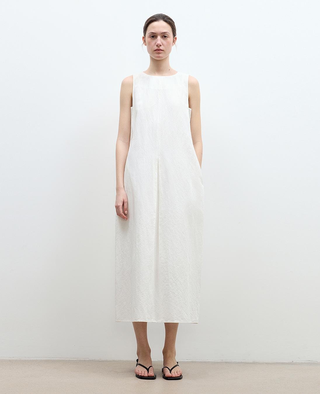 "Deyanuo" hemp three - dimensional hourglass sleeveless round neck loose slim dress for women - variant_title