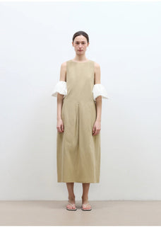 "Deyanuo" hemp three - dimensional hourglass sleeveless round neck loose slim dress for women - variant_title