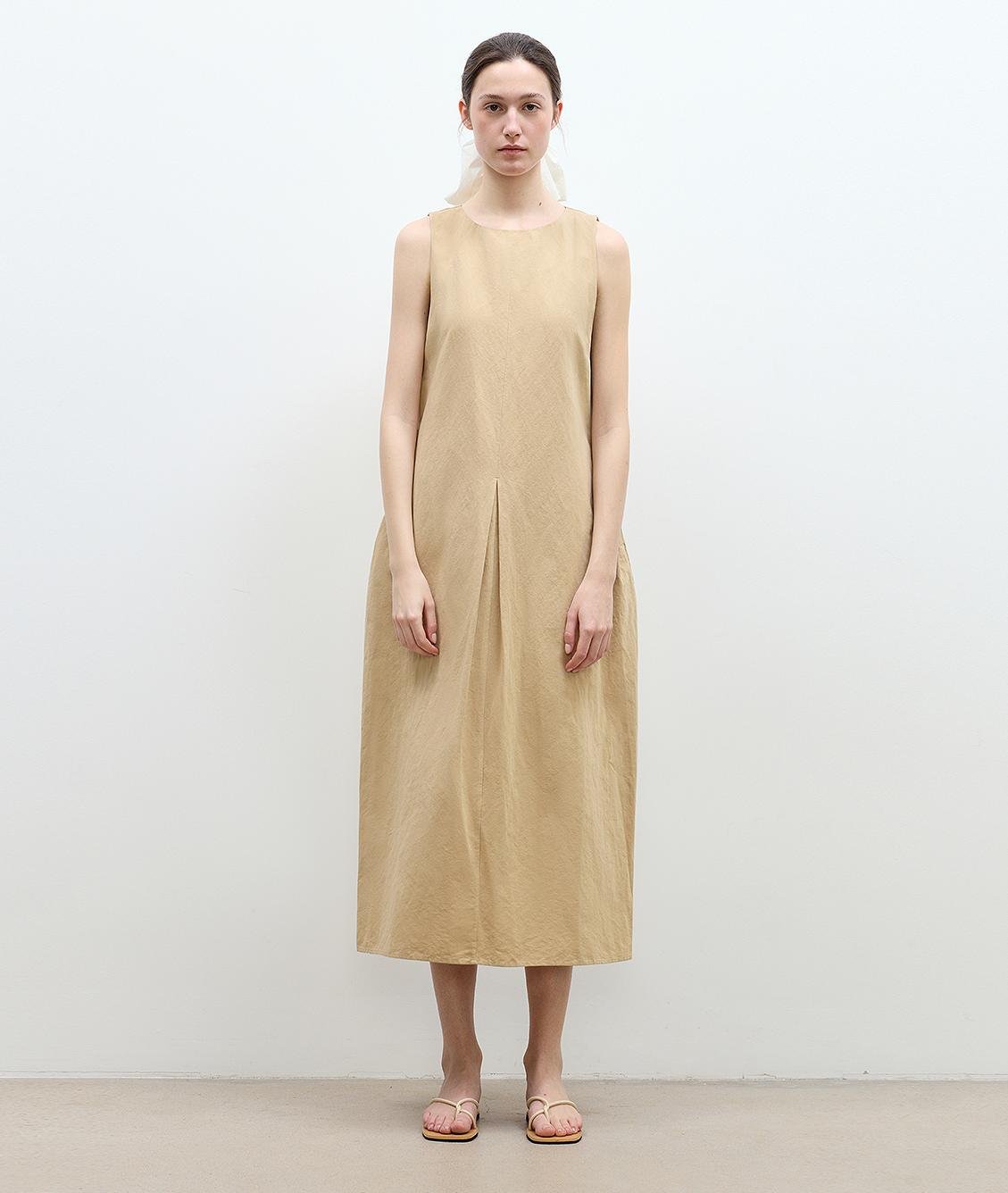 "Deyanuo" hemp three - dimensional hourglass sleeveless round neck loose slim dress for women - variant_title