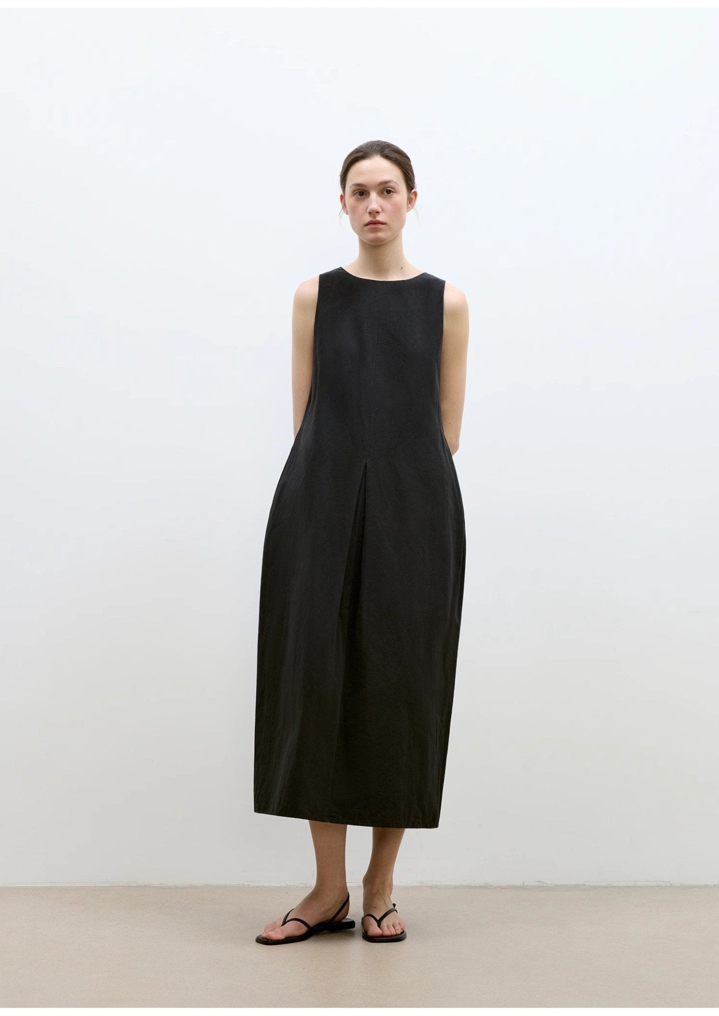 "Deyanuo" hemp three - dimensional hourglass sleeveless round neck loose slim dress for women - variant_title