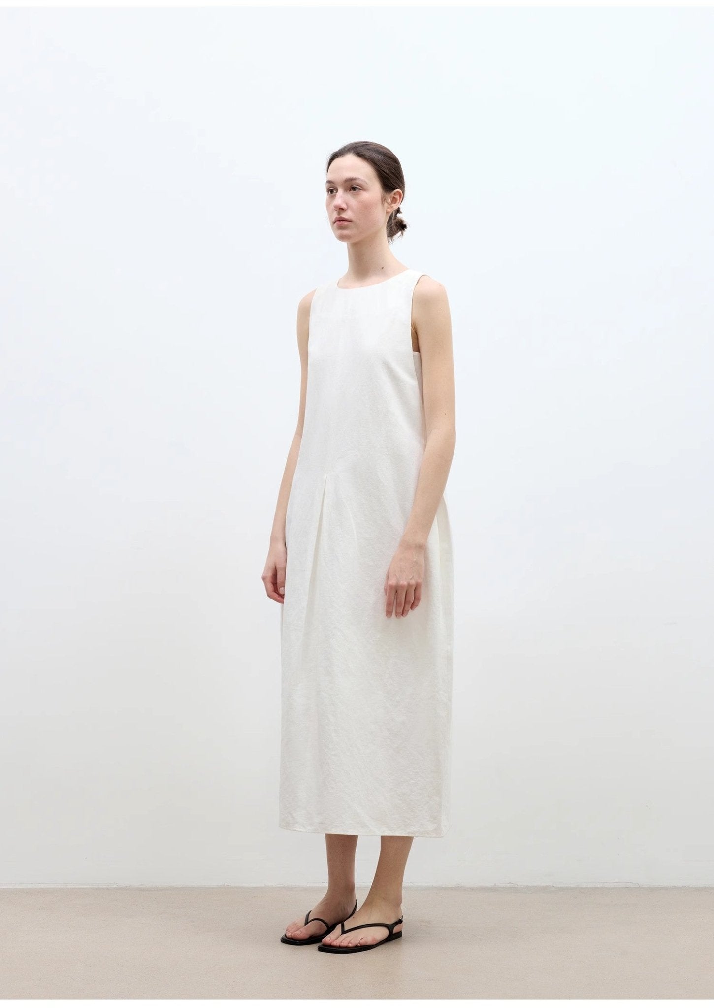 "Deyanuo" hemp three - dimensional hourglass sleeveless round neck loose slim dress for women - variant_title