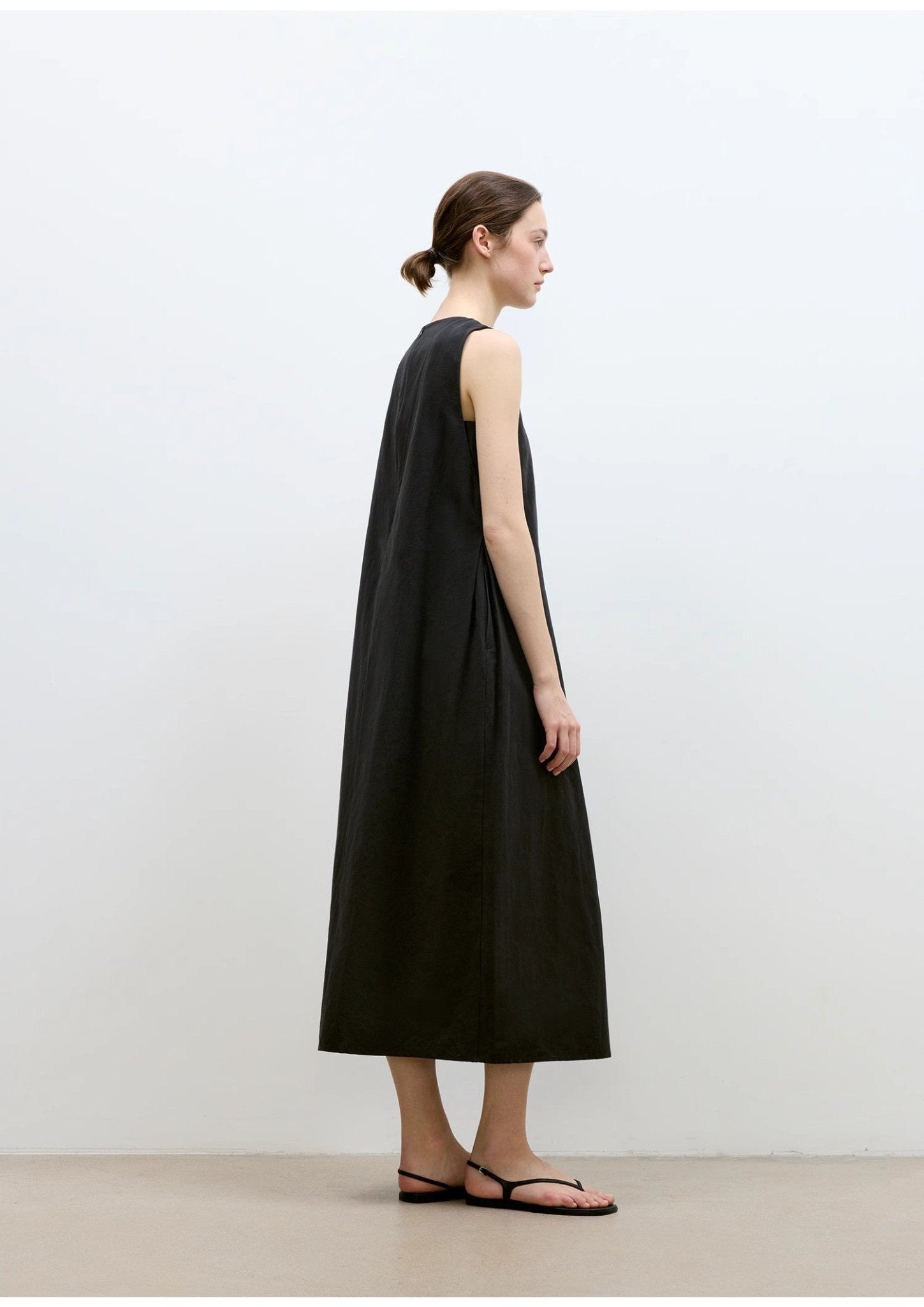 "Deyanuo" hemp three - dimensional hourglass sleeveless round neck loose slim dress for women - variant_title