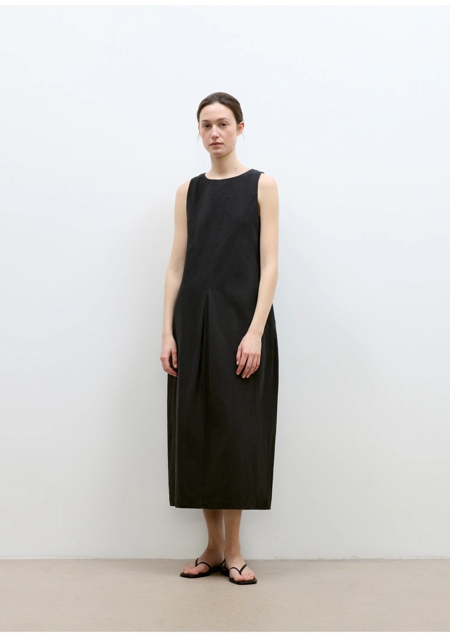 "Deyanuo" hemp three - dimensional hourglass sleeveless round neck loose slim dress for women - variant_title