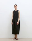 "Deyanuo" hemp three - dimensional hourglass sleeveless round neck loose slim dress for women - variant_title