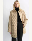 Fireladyfur Diamond Texture goose down barn jacket front model view