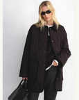 Fireladyfur Diamond Texture goose down barn jacket black side view