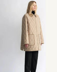 Fireladyfur Diamond Texture khaki goose down barn jacket side view