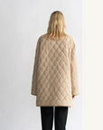 Fireladyfur Diamond Texture khaki goose down barn jacket back view