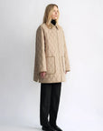"Diamond Texture" Splicing Lapel 90 White Goose Down Barn Jacket Down Jacket Women - variant_title