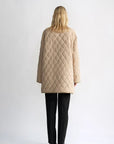 "Diamond Texture" Splicing Lapel 90 White Goose Down Barn Jacket Down Jacket Women - variant_title