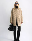 "Diamond Texture" Splicing Lapel 90 White Goose Down Barn Jacket Down Jacket Women - variant_title