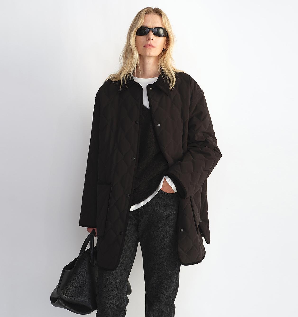 "Diamond Texture" Splicing Lapel 90 White Goose Down Barn Jacket Down Jacket Women - variant_title