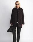 "Diamond Texture" Splicing Lapel 90 White Goose Down Barn Jacket Down Jacket Women - variant_title