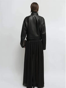 THE ARTM double-lapel leather jacket detail view