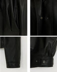 THE ARTM Women's Double-Lapel Lambskin Leather Jacket, Premium Natural Material