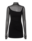 Black double-layer transparent oblique collar fake two-piece knit top product cutout