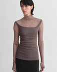 Double - layer transparent oblique collar pinched pleat half - high collar slim fit fake two - piece knitted T-shirt tops for women - variant_title