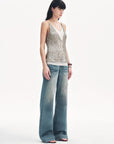 "Dream Catcher" Sequined Net Pattern Fake Two - Piece Deep V Waist Suspender Summer - variant_title