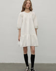 "Dream Island" Hepburn style white dress temperament high - end puff sleeve dress for women - variant_title