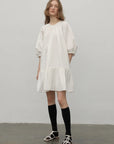 "Dream Island" Hepburn style white dress temperament high - end puff sleeve dress for women - variant_title