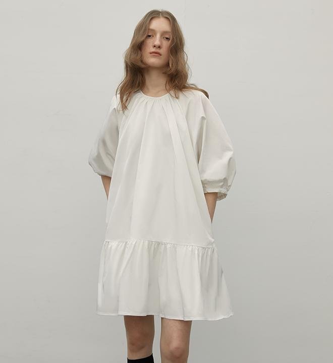 "Dream Island" Hepburn style white dress temperament high - end puff sleeve dress for women - variant_title