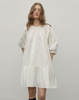 "Dream Island" Hepburn style white dress temperament high - end puff sleeve dress for women - variant_title
