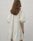 "Dream Island" Hepburn style white dress temperament high - end puff sleeve dress for women - variant_title