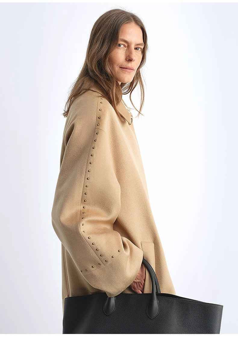 "Dream of Champs Elysees" riveted lapel wool coat women's autumn and winter coat - variant_title