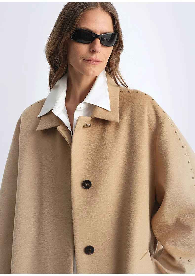 "Dream of Champs Elysees" riveted lapel wool coat women's autumn and winter coat - variant_title