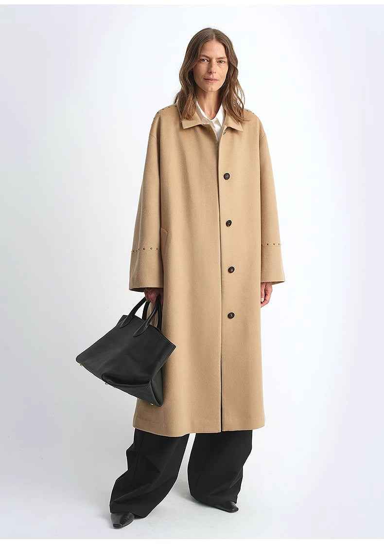 "Dream of Champs Elysees" riveted lapel wool coat women's autumn and winter coat - variant_title