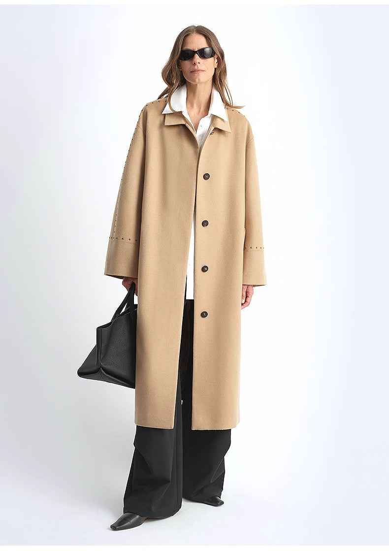 "Dream of Champs Elysees" riveted lapel wool coat women's autumn and winter coat - variant_title