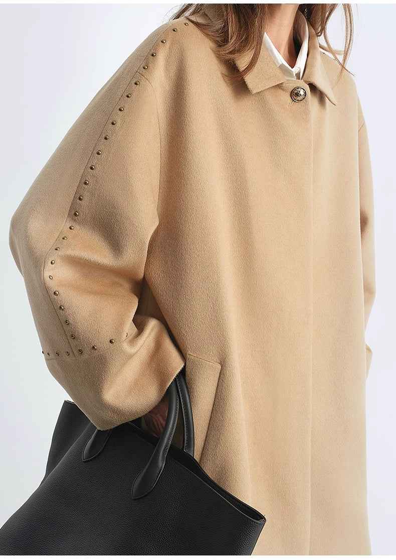 "Dream of Champs Elysees" riveted lapel wool coat women's autumn and winter coat - variant_title