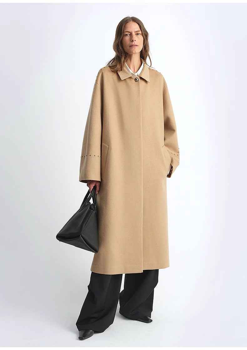 "Dream of Champs Elysees" riveted lapel wool coat women's autumn and winter coat - variant_title