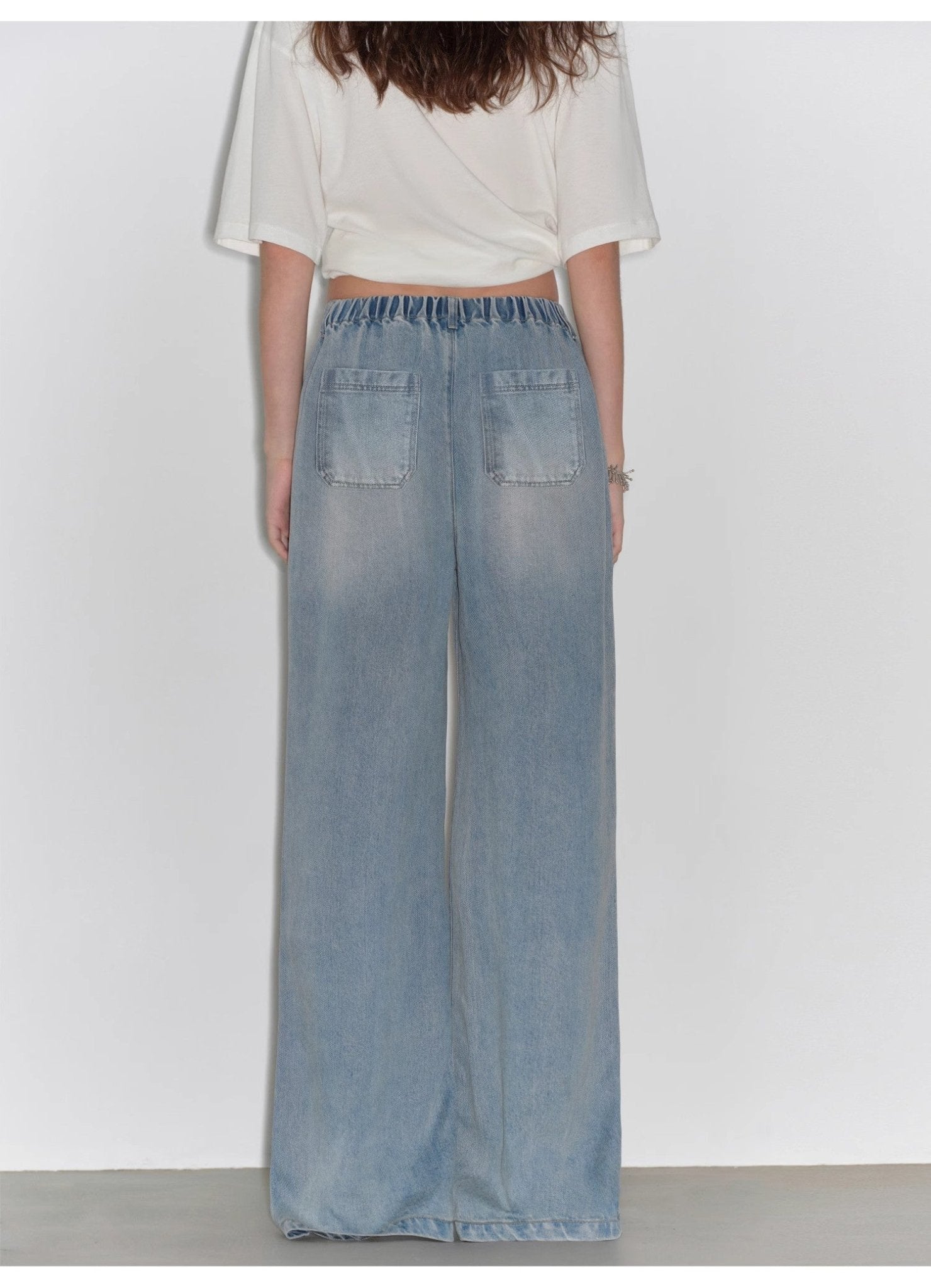 "Dream Street" Cool Lyocell Denim Drape Relaxed Elastic Waist Straight Leg Wide Leg Pants Summer - variant_title