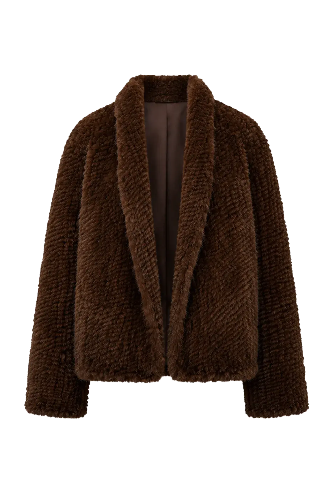 Dream Traveler Maple Brown Kopenhagen mink knitted coat, transparent product view