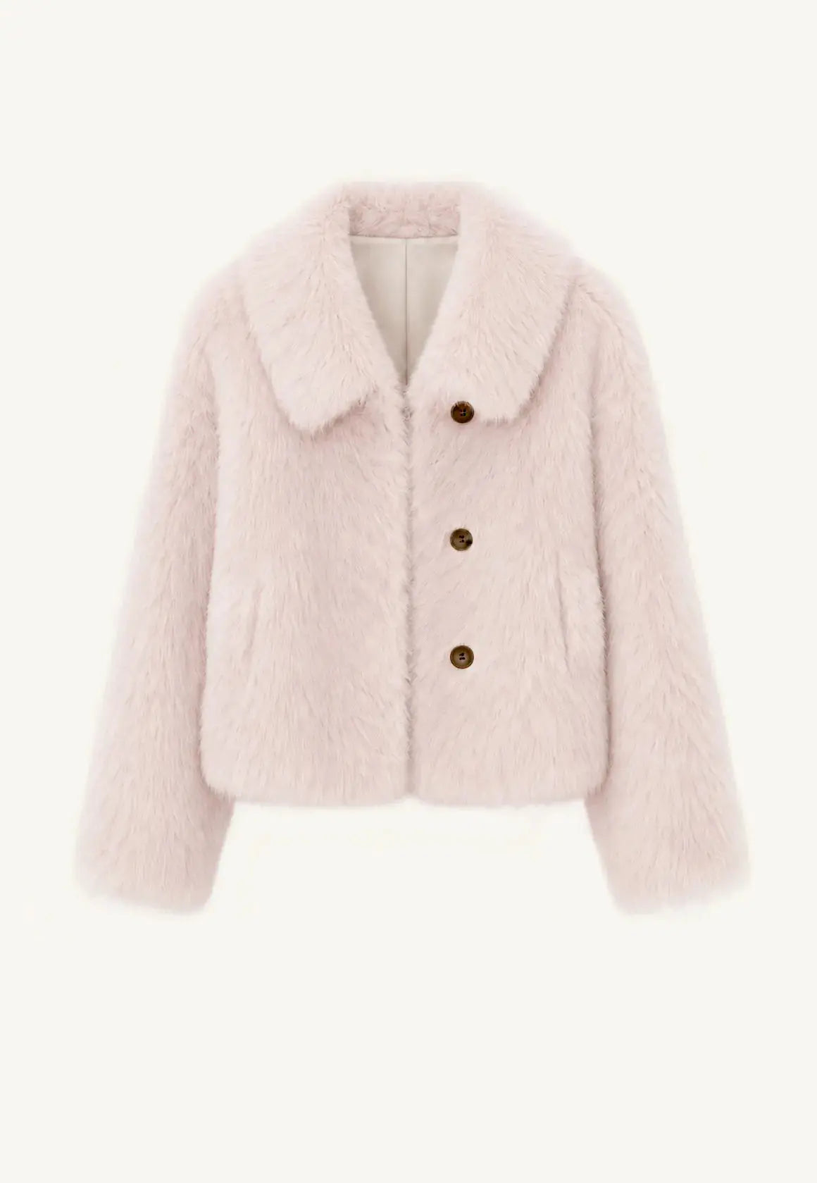 Dream Walk dirty pink Toscana wool shearling short coat product cutout